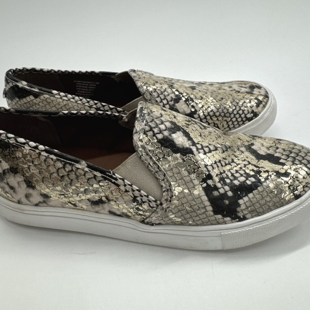 Steve Madden Jalia Snake print Slip On Sneakers Womens 7.5 Shoes Casual Metallic